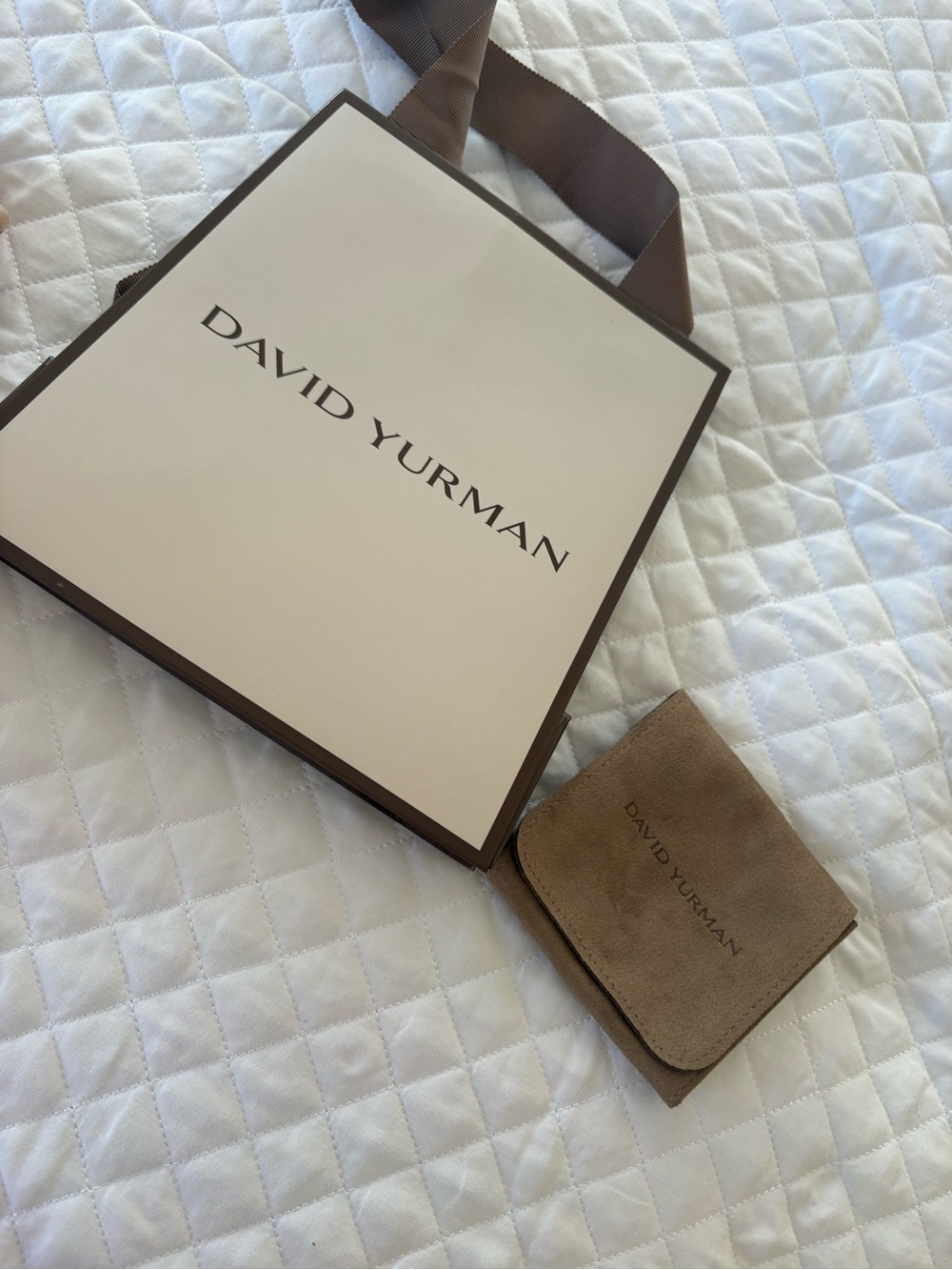 David Yurman Brown Suede Card Case with Logo